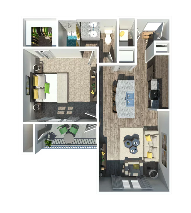 The Monterey 1 BR | 1 BA 9306 floor plan